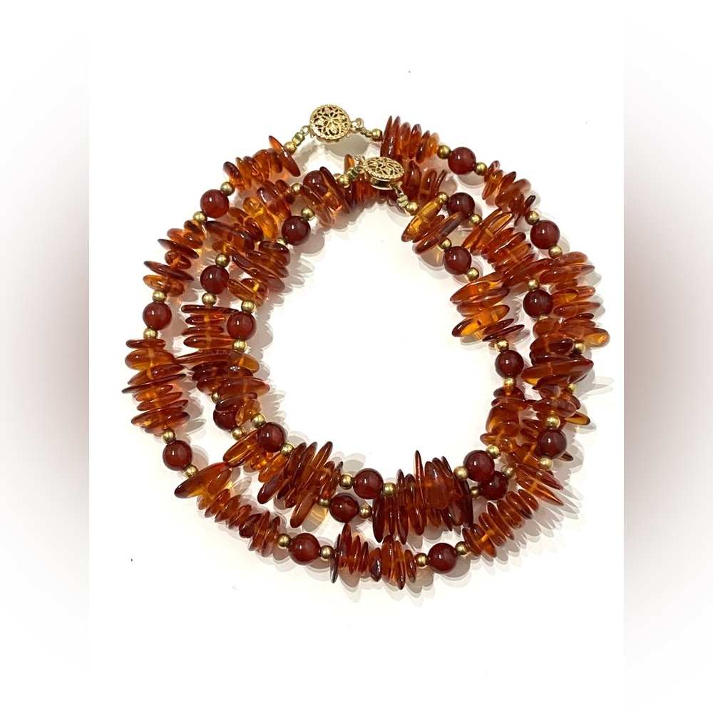 Set of Amber Chip Necklace and Bracelet